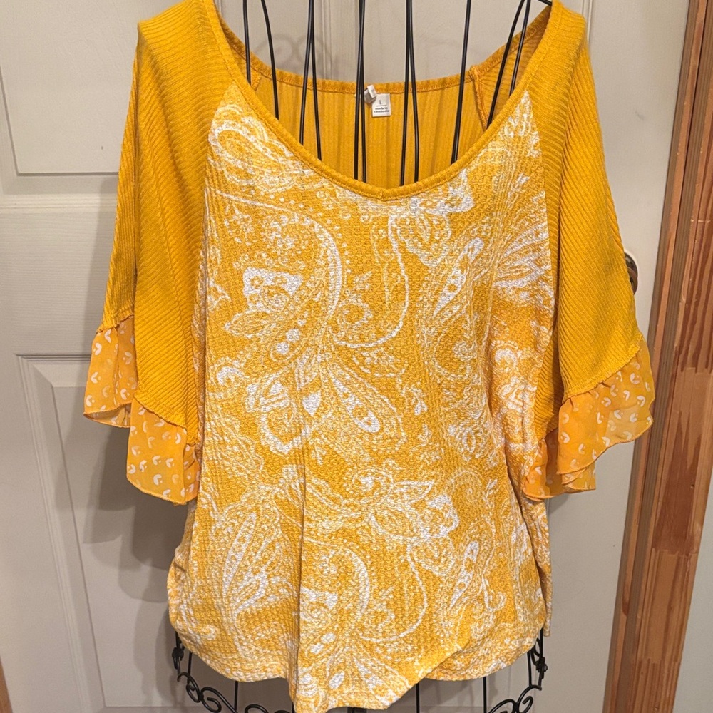 Vibrant Yellow Paisley Blouse